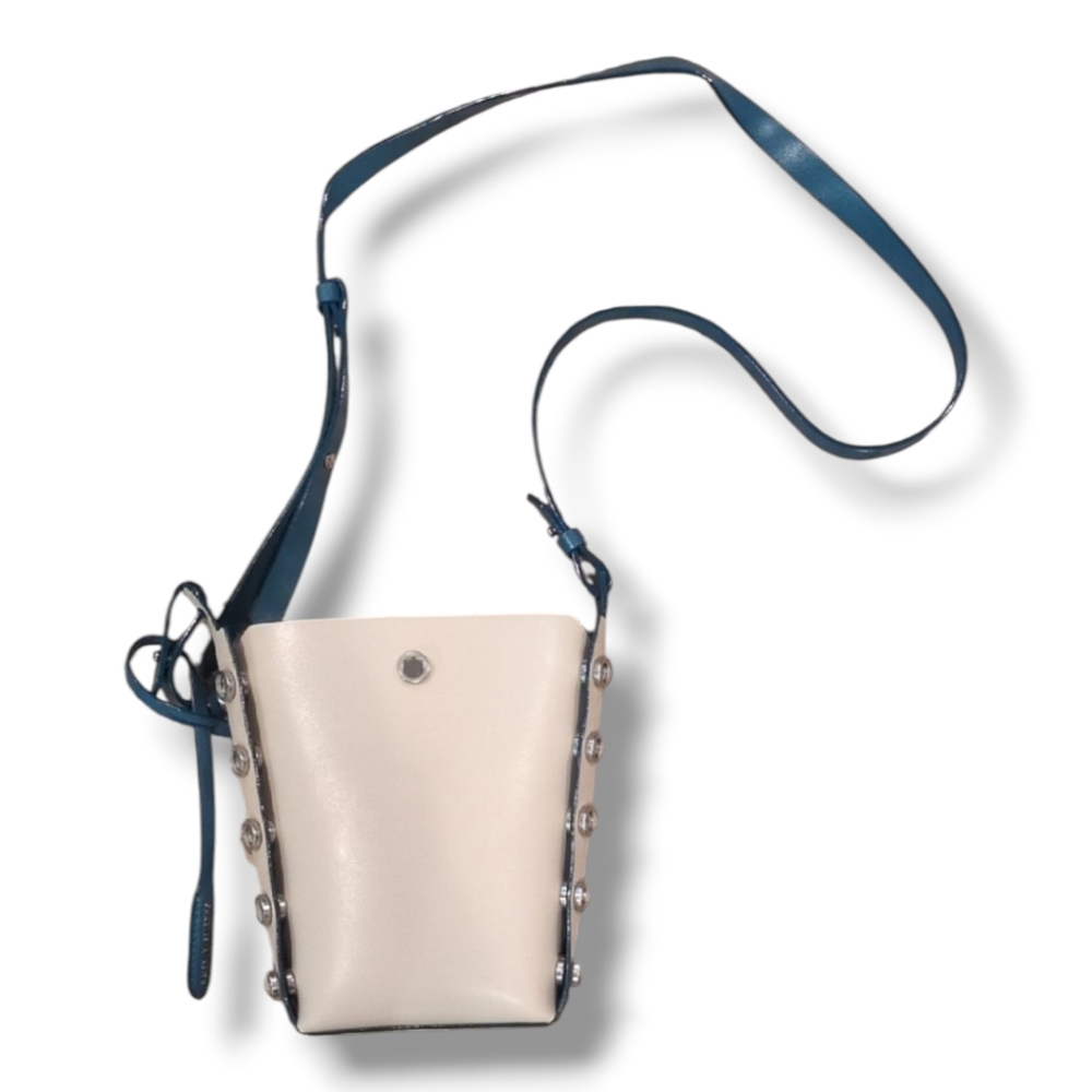Charles & Keith Vegan Mini Crossbody Cream Mirror Snap Cornflower Blue Strap